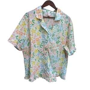 Floral Cotton Two Piece Leisure PJ Set Top and Bottom Summer